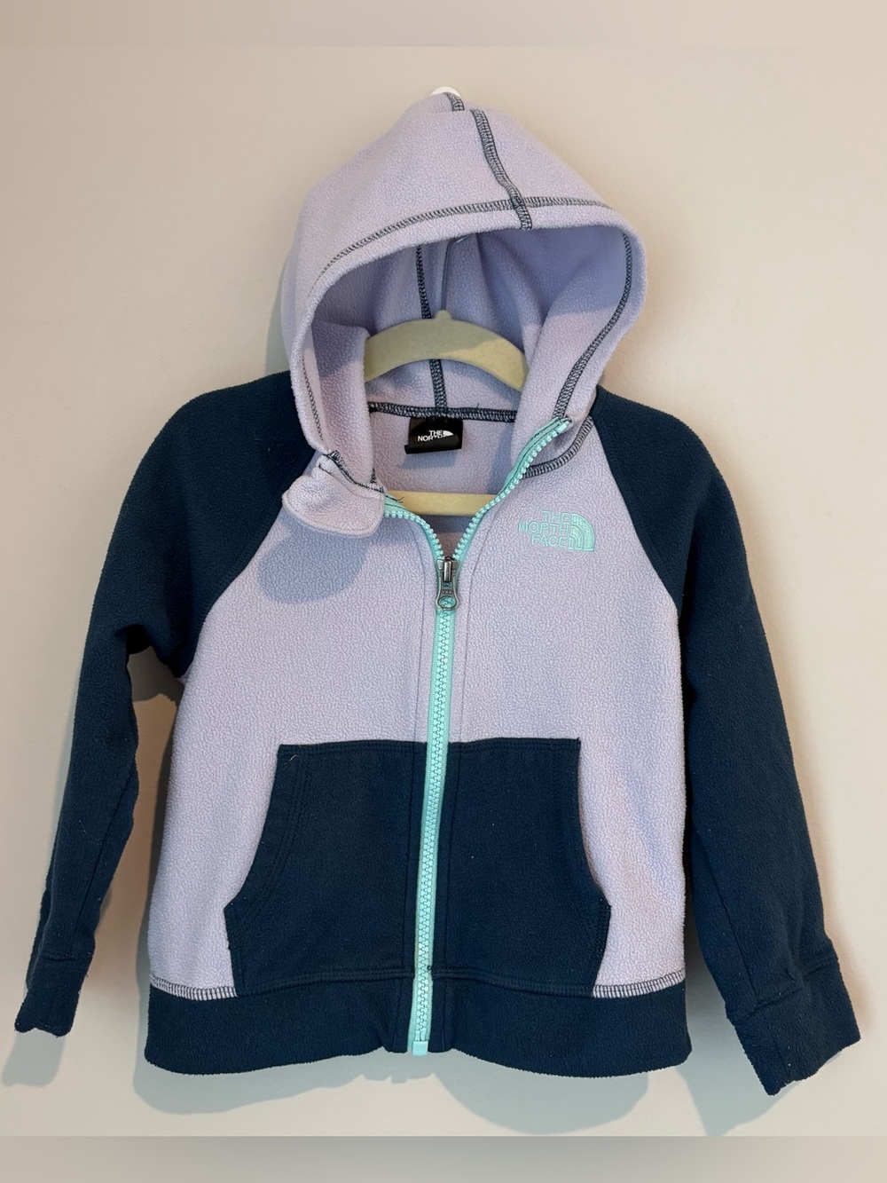 Girkls The North Face Lavender & Navy Kids Fleece Full Zip Hoodie 3t
